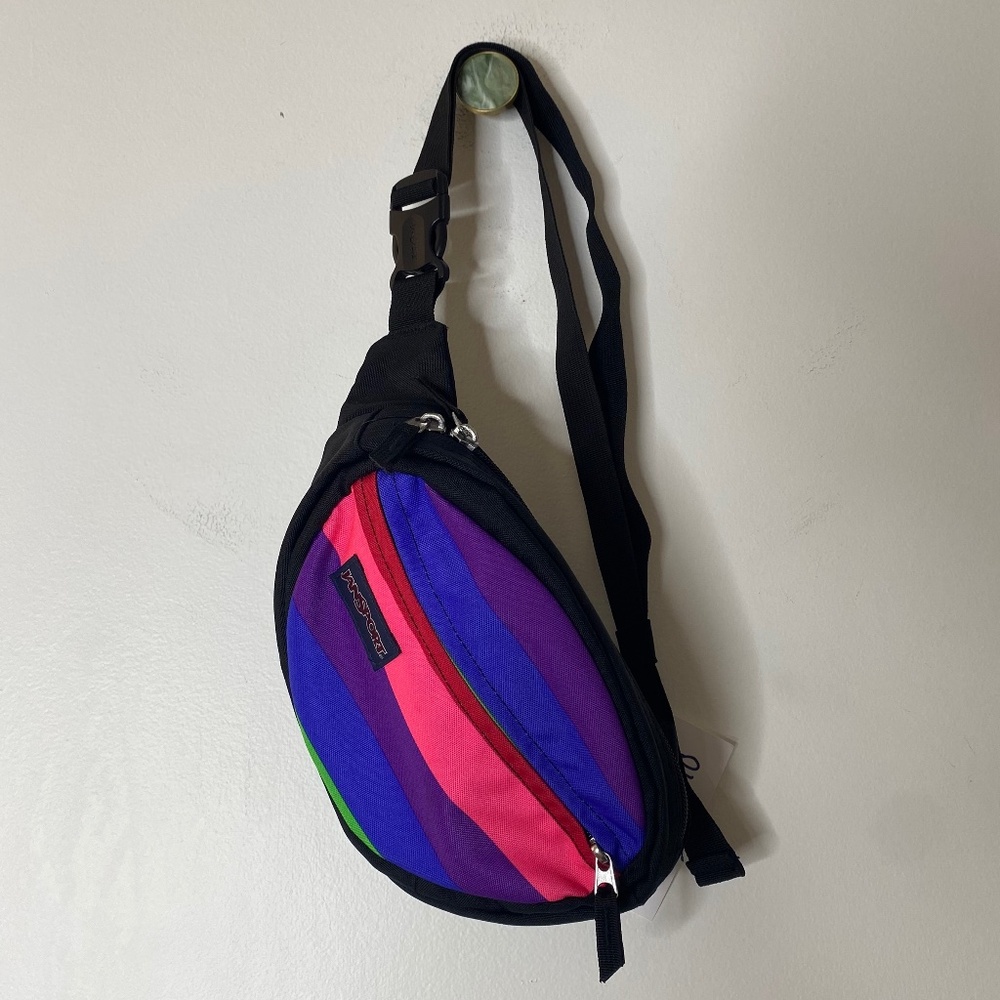 JANSPORT Colorful Stripe Retro-Style Adjustable Fanny Waist Belt Bag Pack